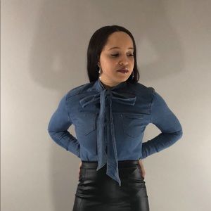 Denim Bow Tie Shirt